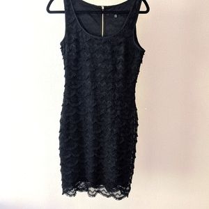 Guess exposed zipper, black lace fringe dress, 4
